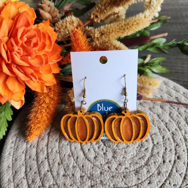 Dark orange pumpkin earrings