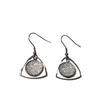 Metal shaped druzy dangle earrings