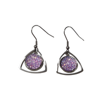 Metal shaped druzy dangle earrings