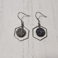 Metal shaped druzy dangle earrings