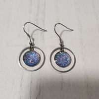 Metal shaped druzy dangle earrings