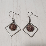 Metal shaped druzy dangle earrings