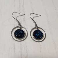 Metal shaped druzy dangle earrings