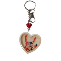 Baseball heart shaker keychain