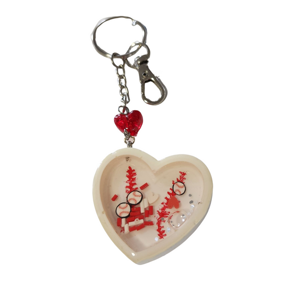 Baseball heart shaker keychain