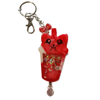 Cat drink shaker keychains