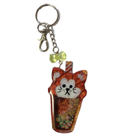 Cat drink shaker keychains