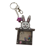 Rabbit in a hat shaker keychain