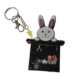 Rabbit in a hat shaker keychain